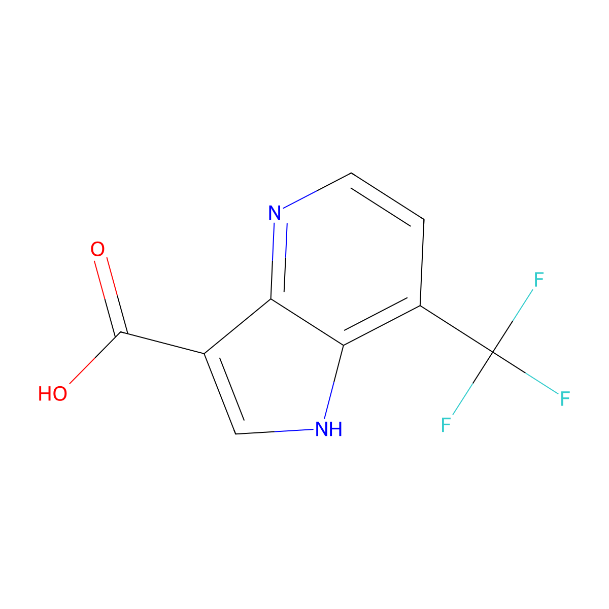 7-(trifluoromethyl)-1H-pyrrolo[3,2-b]pyridine-3-carboxylic acid molecular structure, CAS 1190320-53-6