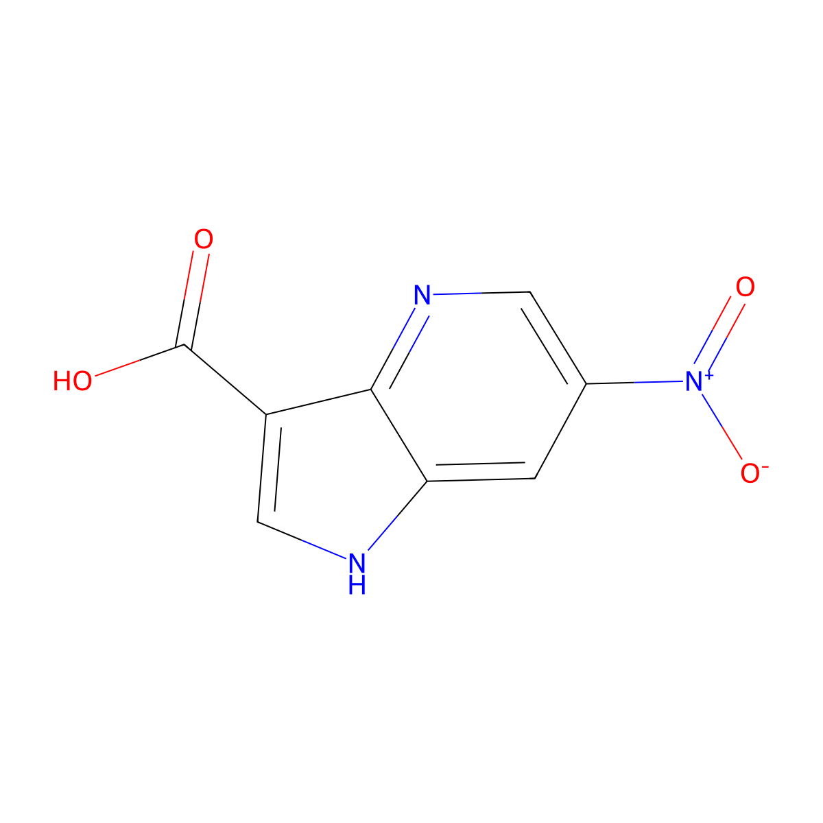 6-nitro-1H-pyrrolo[3,2-b]pyridine-3-carboxylic acid molecular structure, CAS 1190320-60-5