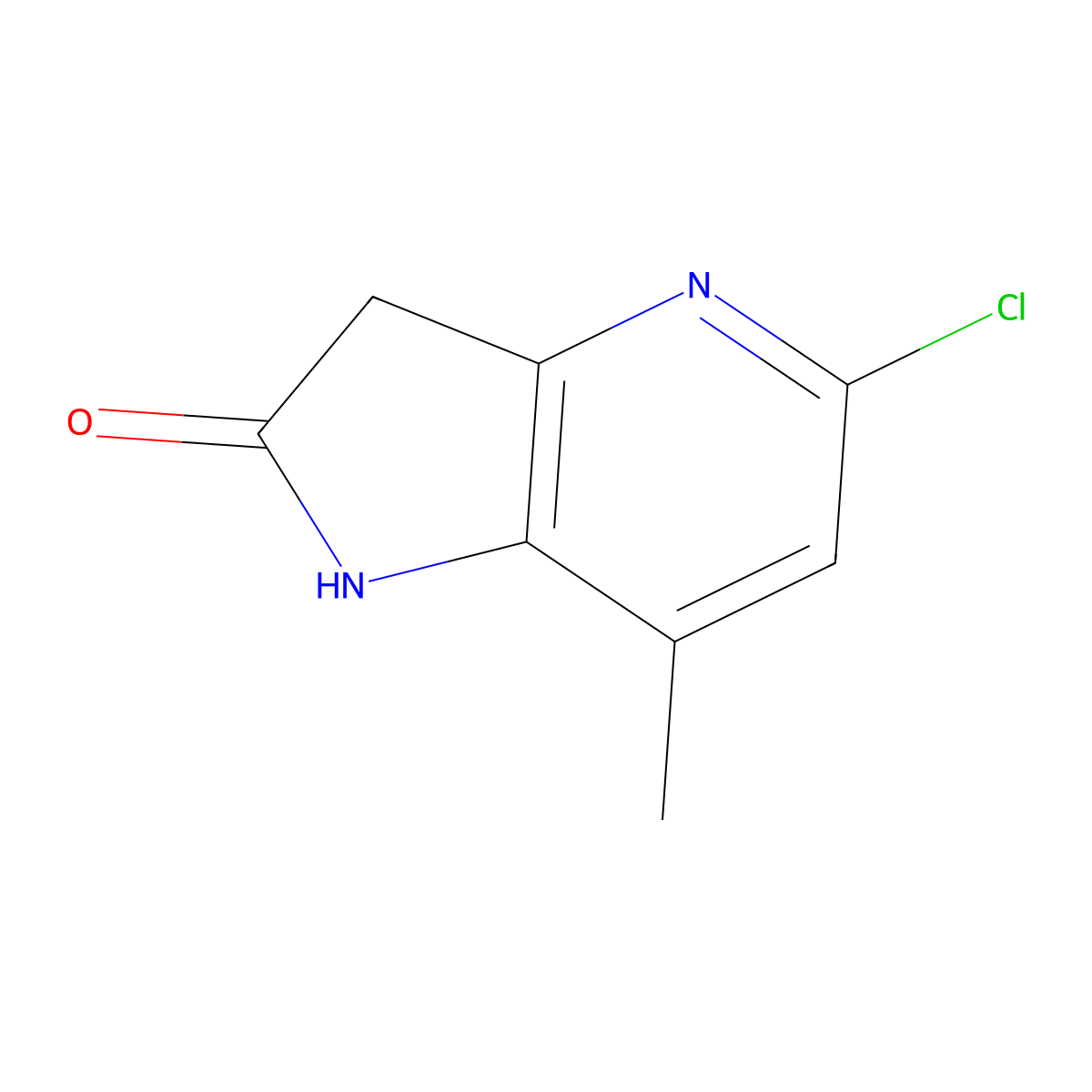 5-chloro-7-methyl-1H,2H,3H-pyrrolo[3,2-b]pyridin-2-one molecular structure, CAS 1190320-69-4