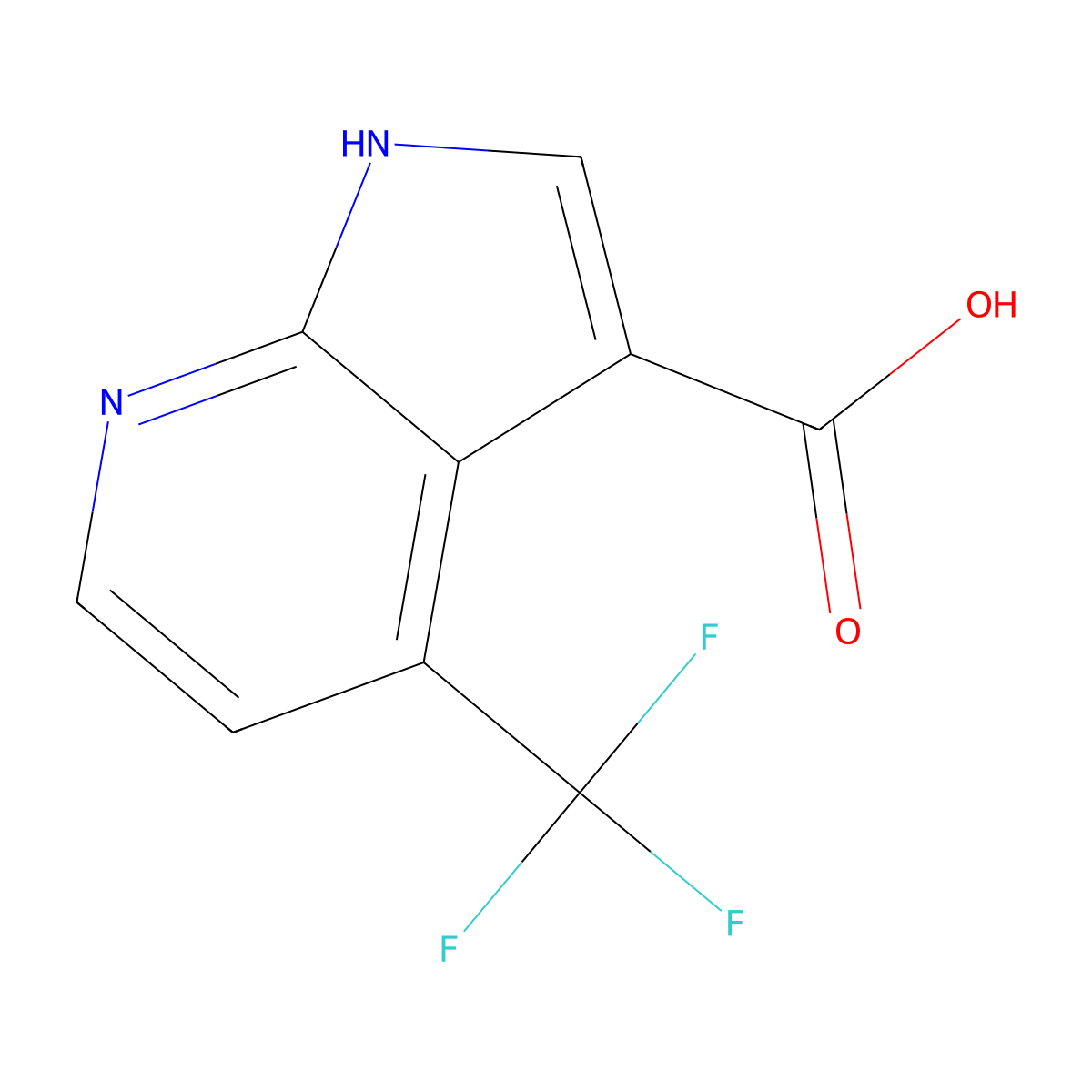 4-(trifluoromethyl)-1H-pyrrolo[2,3-b]pyridine-3-carboxylic acid molecular structure, CAS 1190320-72-9