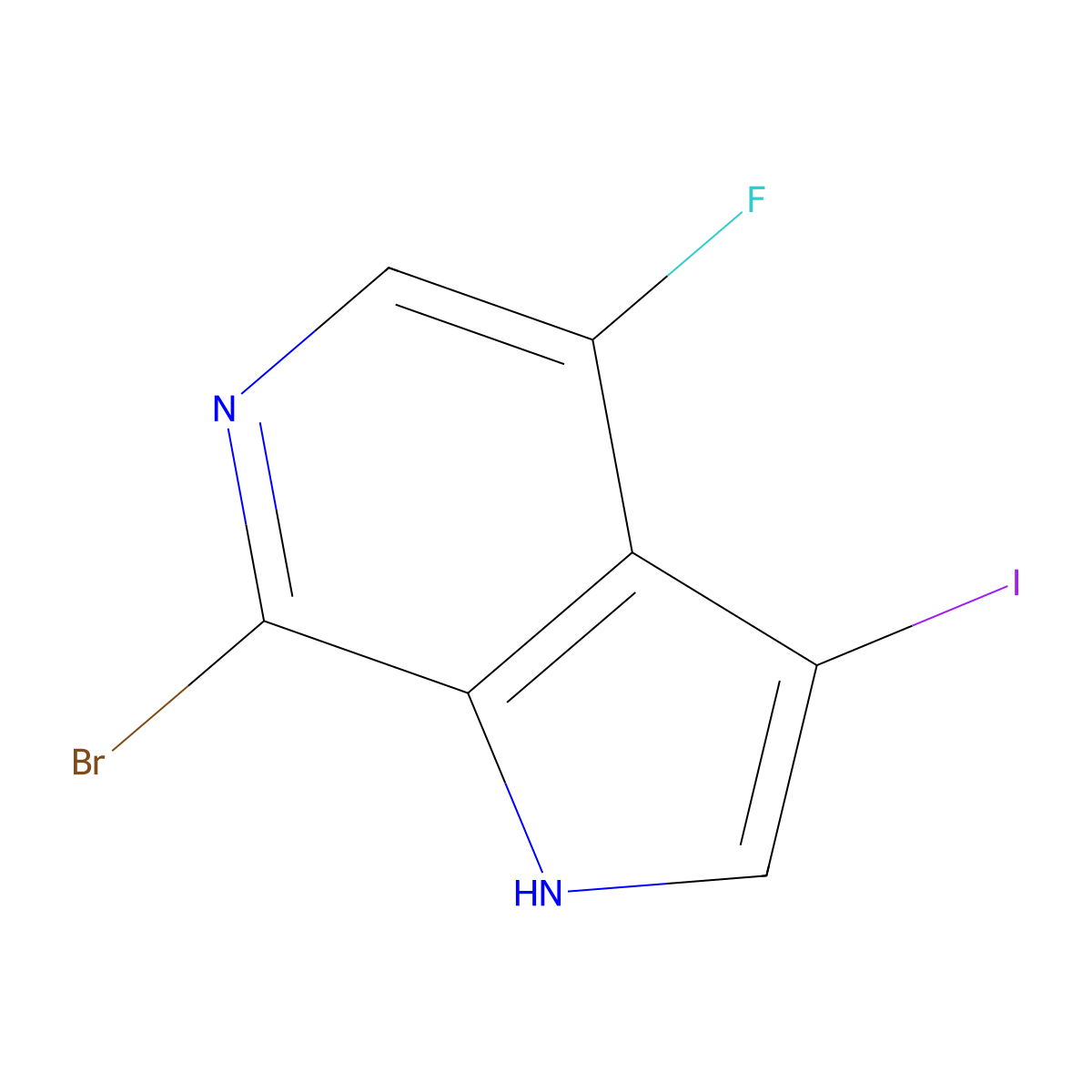7-bromo-4-fluoro-3-iodo-1H-pyrrolo[2,3-c]pyridine molecular structure, CAS 1190320-82-1