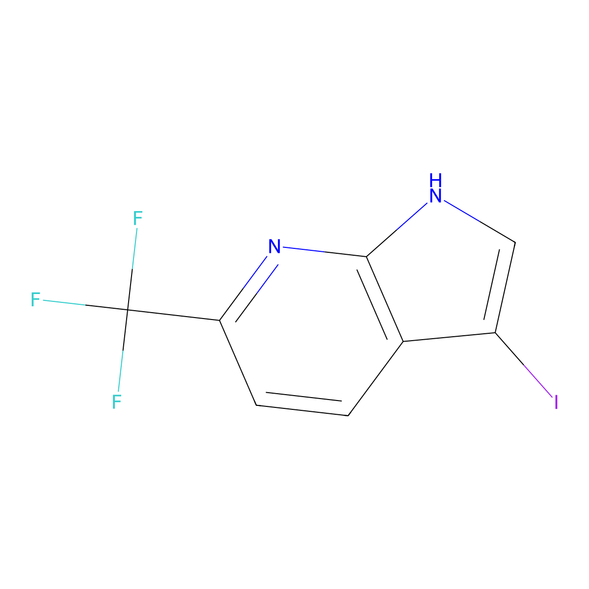 3-iodo-6-(trifluoromethyl)-1H-pyrrolo[2,3-b]pyridine molecular structure, CAS 1190320-87-6