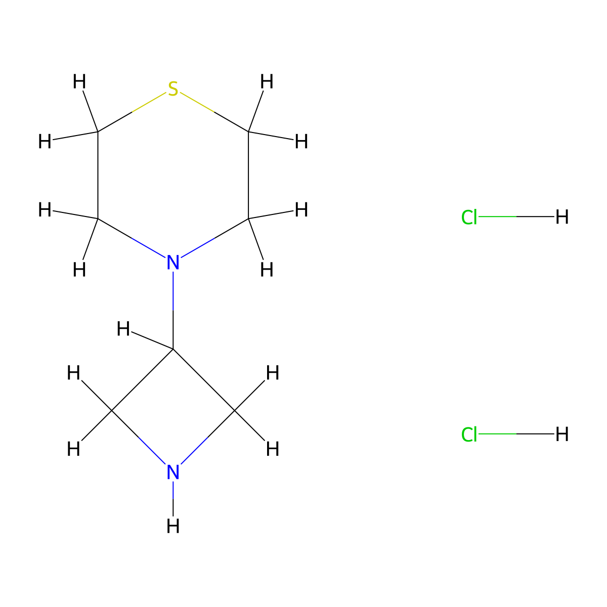 4-Azetidin-3-ylthiomorpholine dihydrochloride molecular structure, CAS 1190320-91-2