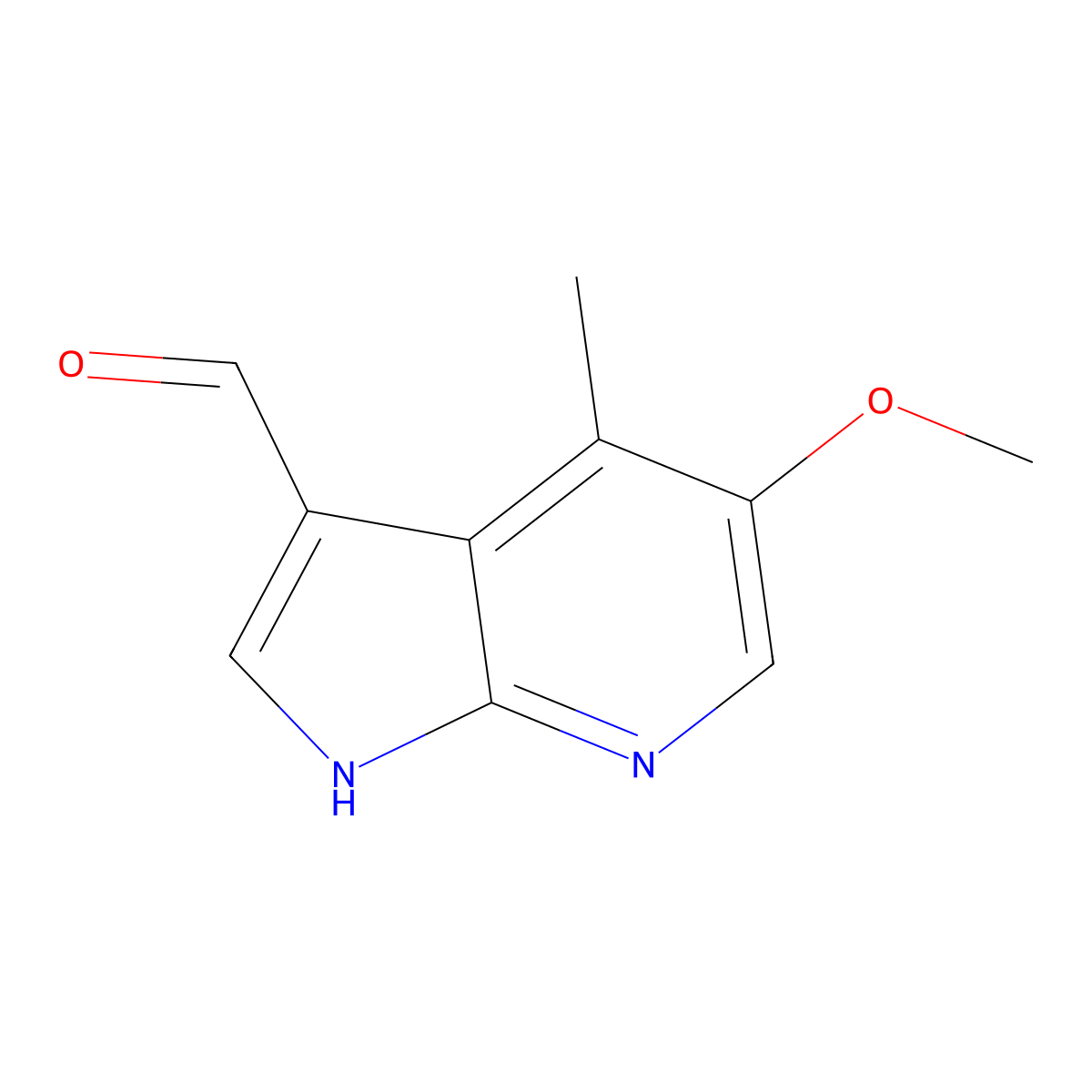 5-methoxy-4-methyl-1H-pyrrolo[2,3-b]pyridine-3-carbaldehyde molecular structure, CAS 1190321-06-2