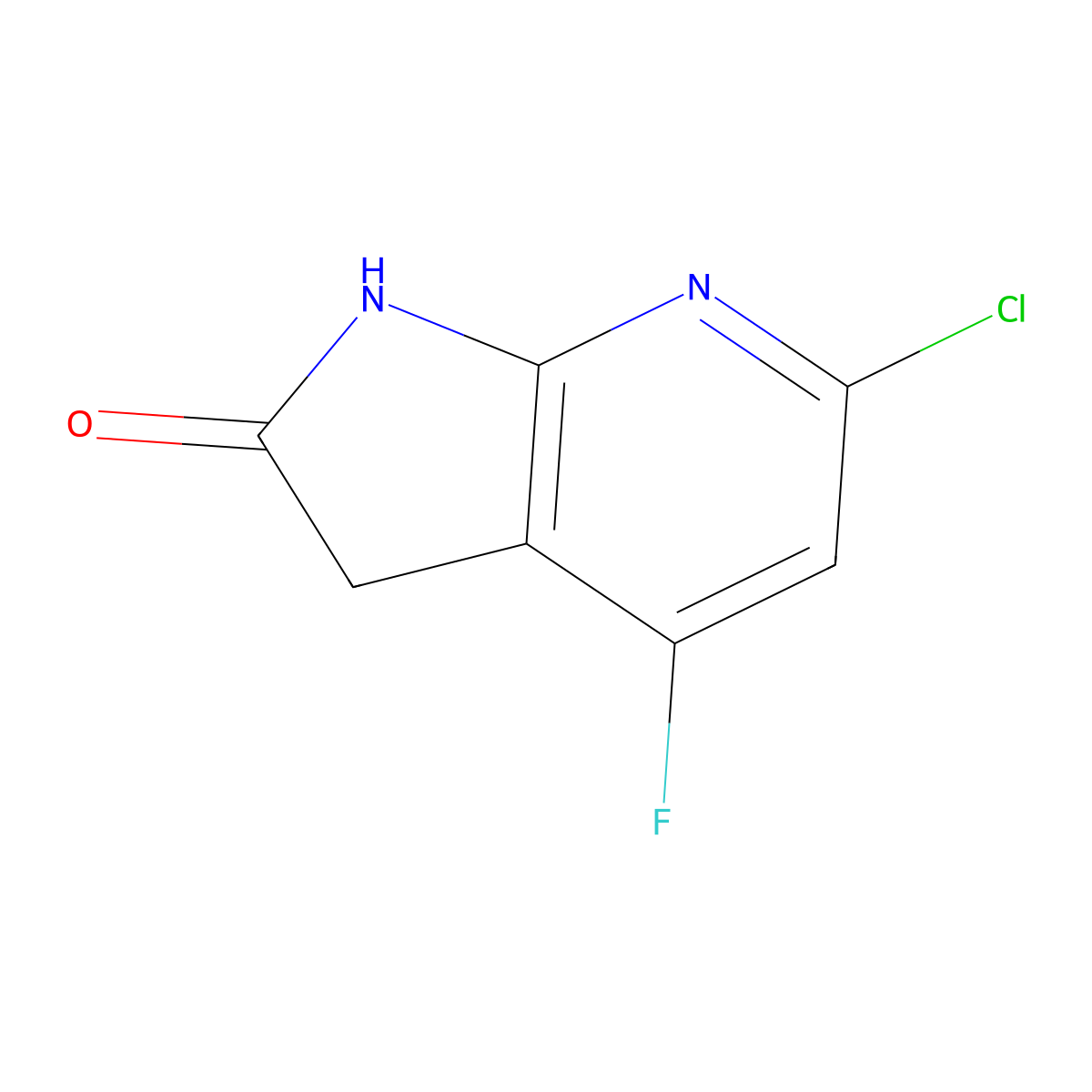6-Chloro-4-fluoro-1H-pyrrolo[2,3-b]pyridin-2(3H)-one molecular structure, CAS 1190321-07-3