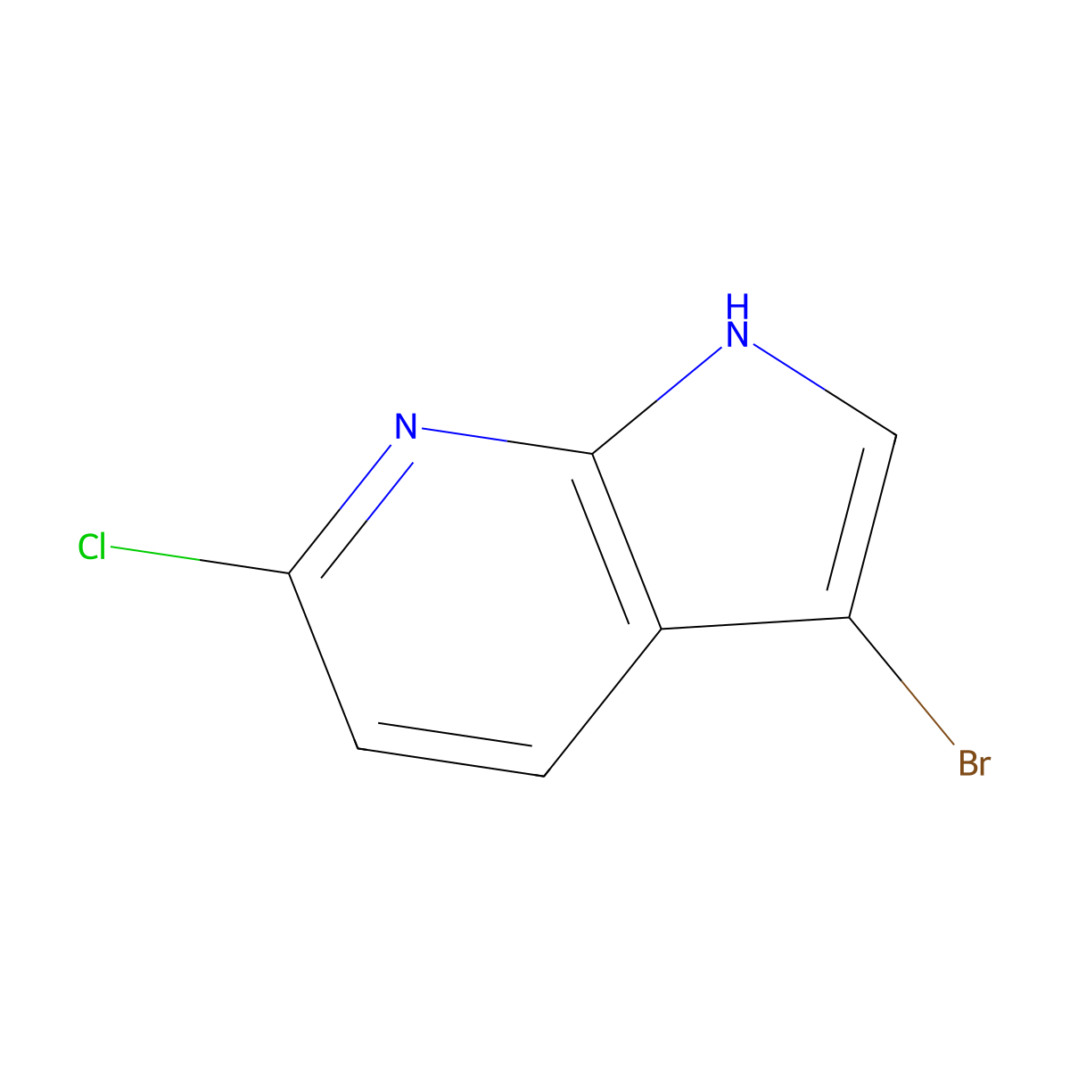 3-bromo-6-chloro-1H-pyrrolo[2,3-b]pyridine molecular structure, CAS 1190321-08-4