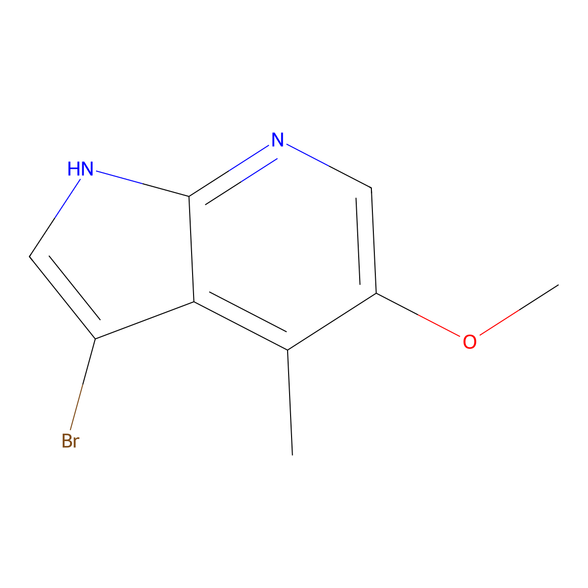 3-bromo-5-methoxy-4-methyl-1H-pyrrolo[2,3-b]pyridine molecular structure, CAS 1190321-09-5