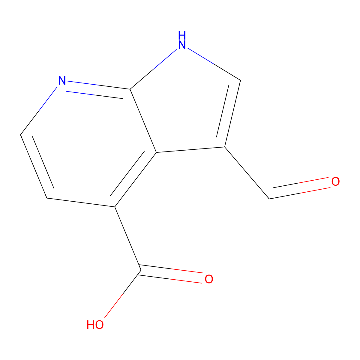 3-formyl-1H-pyrrolo[2,3-b]pyridine-4-carboxylic acid molecular structure, CAS 1190321-11-9
