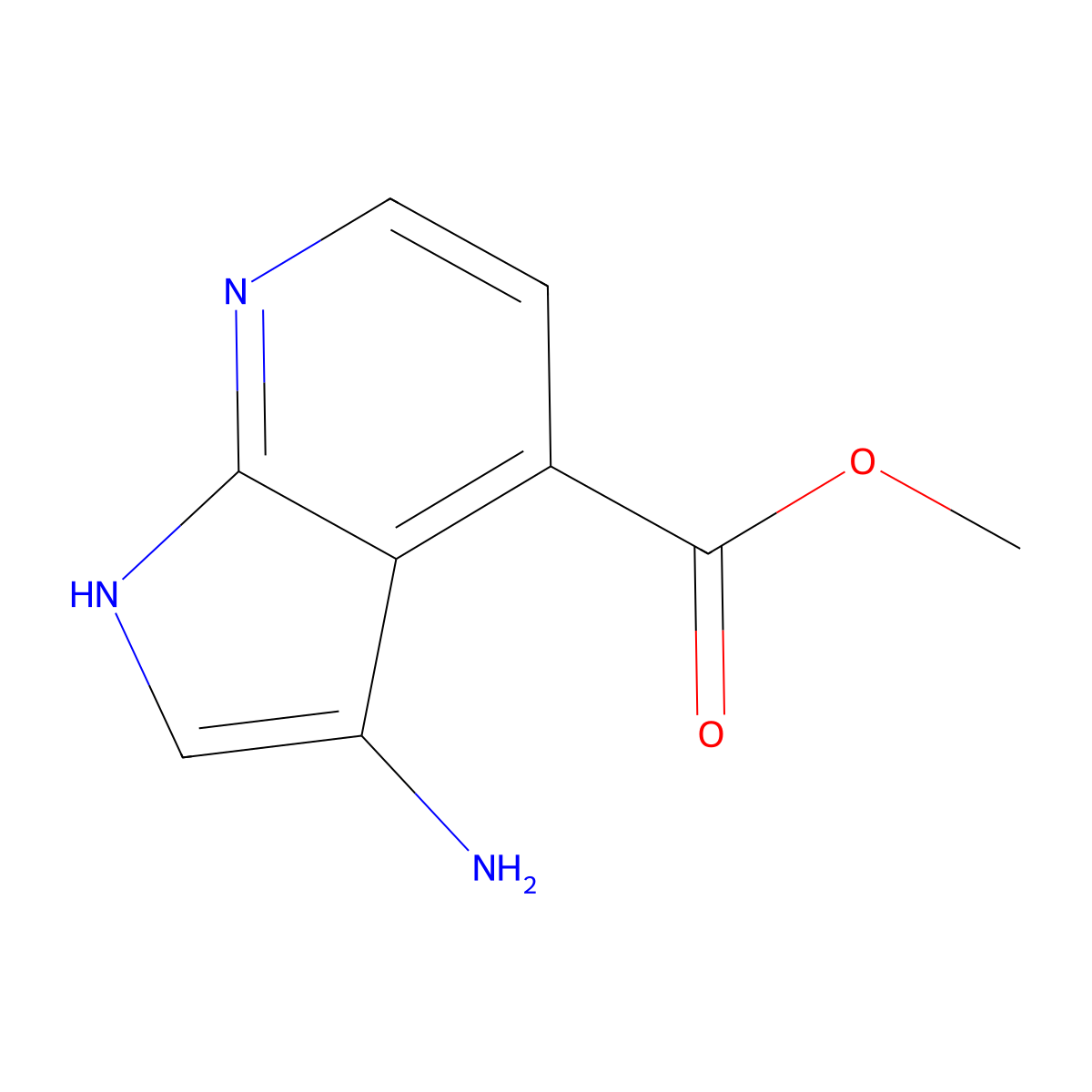 methyl 3-amino-1H-pyrrolo[2,3-b]pyridine-4-carboxylate molecular structure, CAS 1190321-19-7
