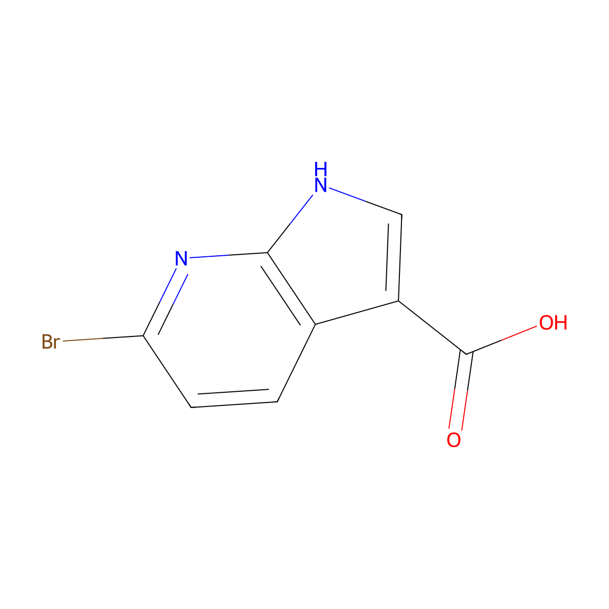 6-bromo-1H-pyrrolo[2,3-b]pyridine-3-carboxylic acid molecular structure, CAS 1190321-20-0