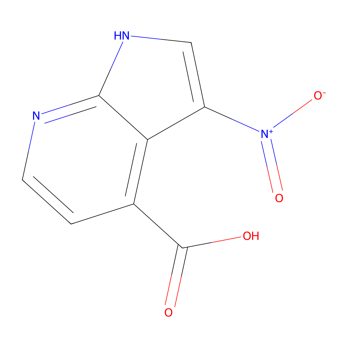 3-nitro-1H-pyrrolo[2,3-b]pyridine-4-carboxylic acid molecular structure, CAS 1190321-26-6