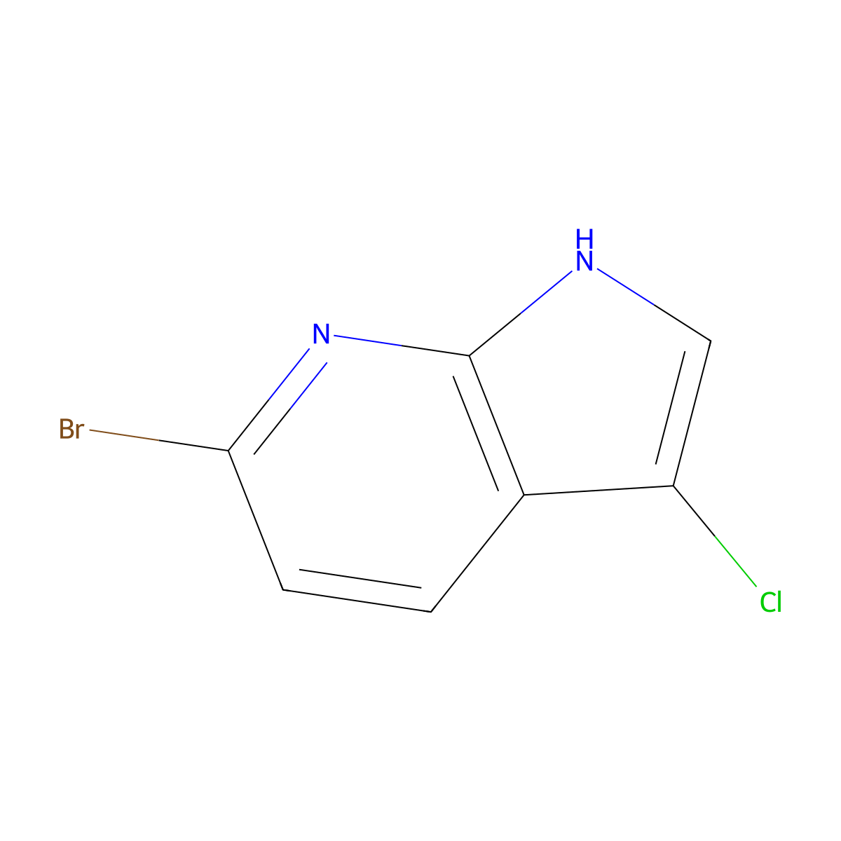 6-Bromo-3-chloro-1H-pyrrolo[2,3-b]pyridine molecular structure, CAS 1190321-31-3