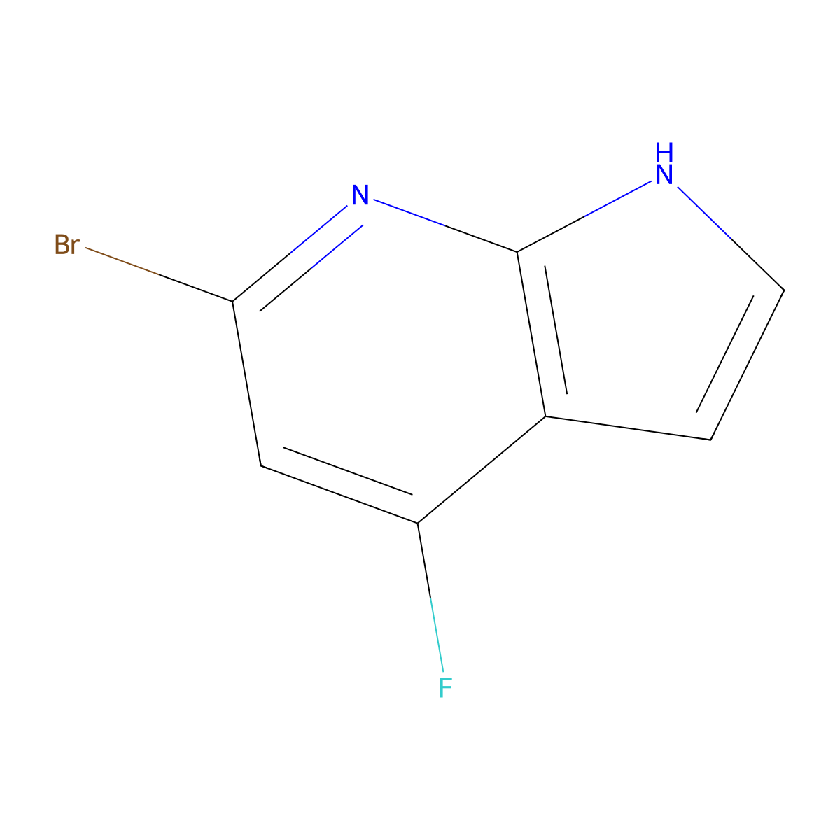 6-bromo-4-fluoro-1H-pyrrolo[2,3-b]pyridine molecular structure, CAS 1190321-36-8