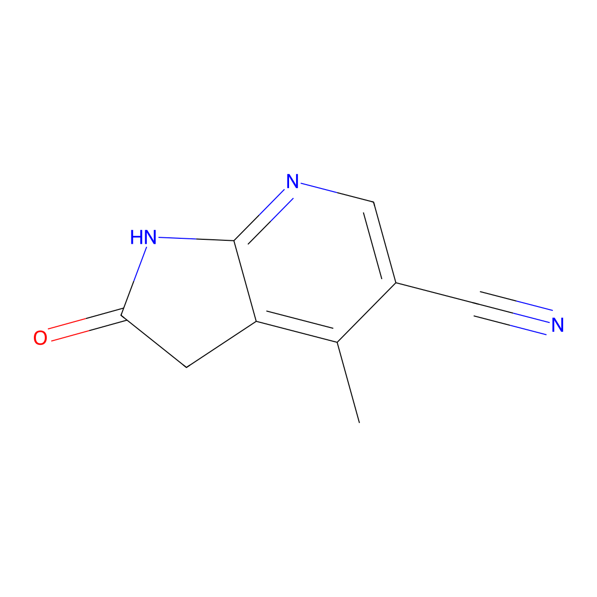 4-Methyl-2-oxo-2,3-dihydro-1H-pyrrolo[2,3-b]pyridine-5-carbonitrile molecular structure, CAS 1190321-37-9