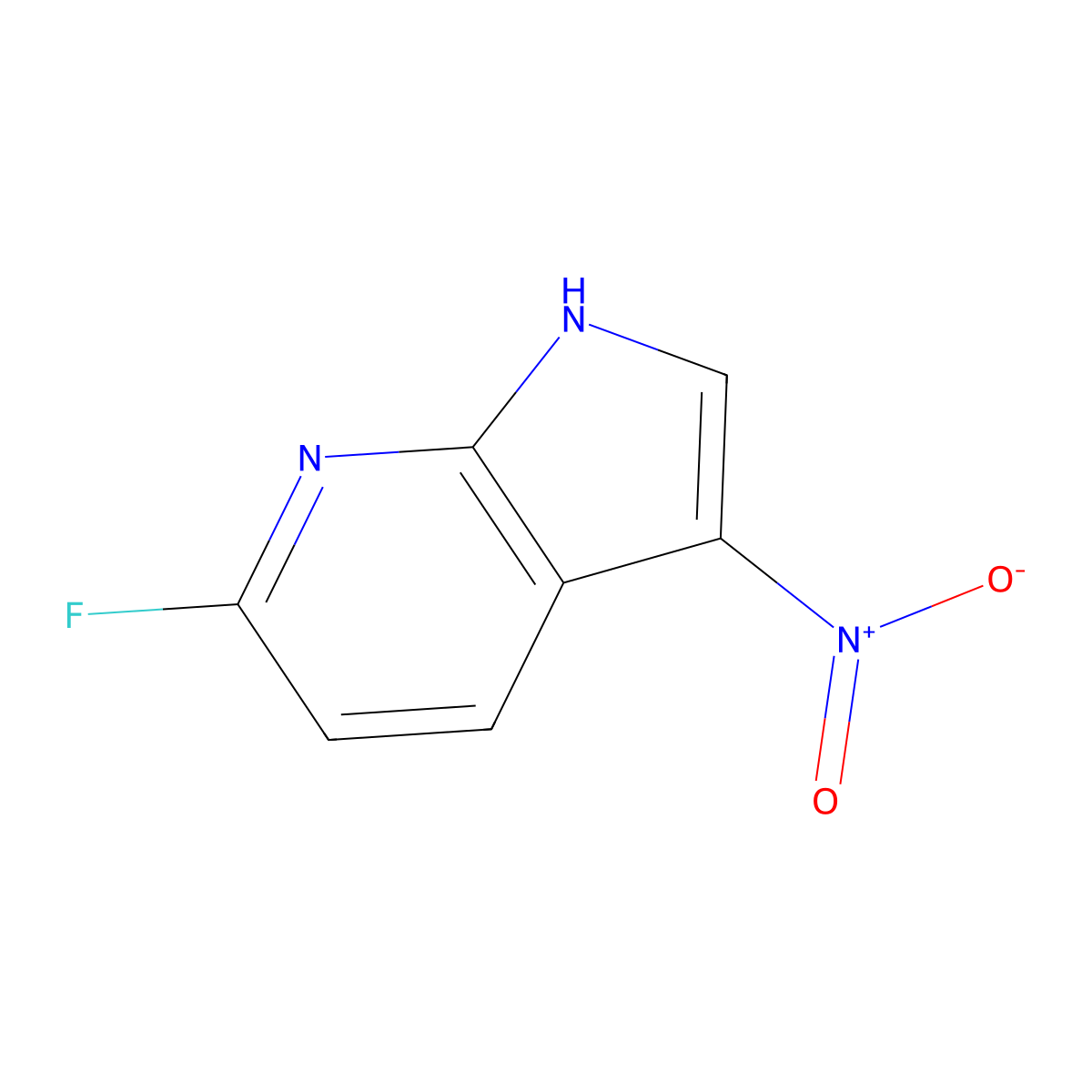 6-fluoro-3-nitro-1H-pyrrolo[2,3-b]pyridine molecular structure, CAS 1190321-42-6