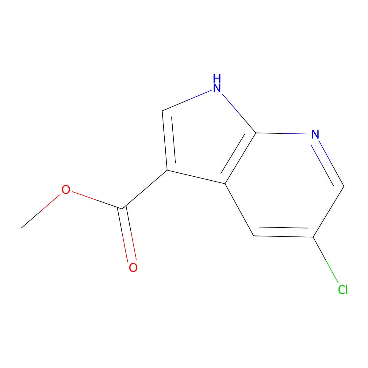 Methyl 5-chloro-1H-pyrrolo[2,3-b]pyridine-3-carboxylate molecular structure, CAS 1190321-49-3