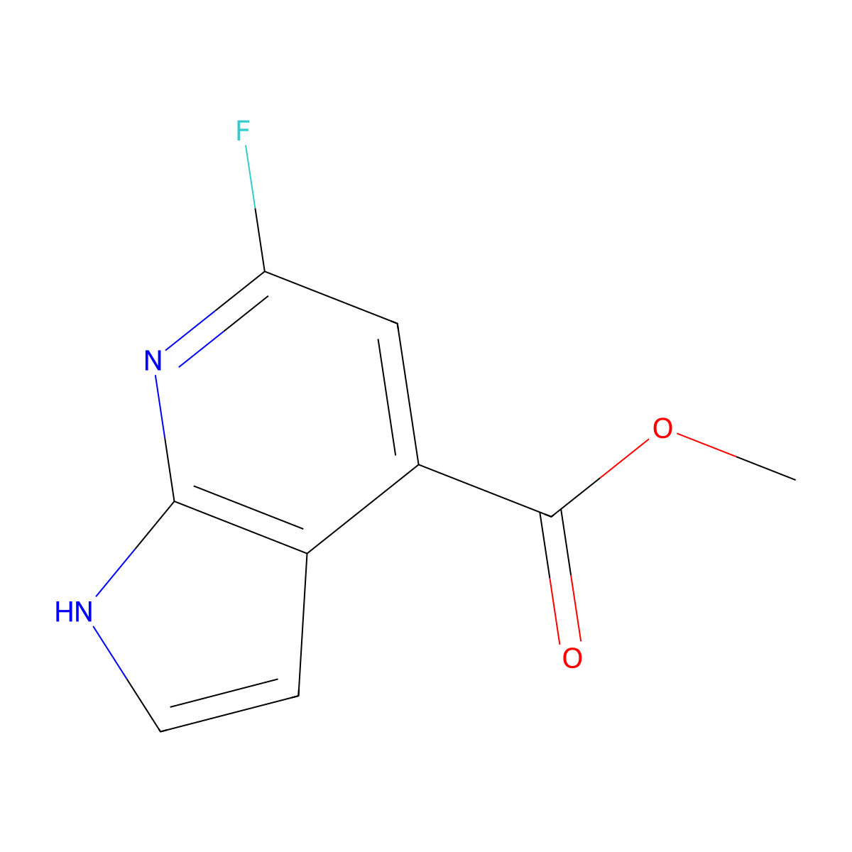 methyl 6-fluoro-1H-pyrrolo[2,3-b]pyridine-4-carboxylate molecular structure, CAS 1190321-57-3