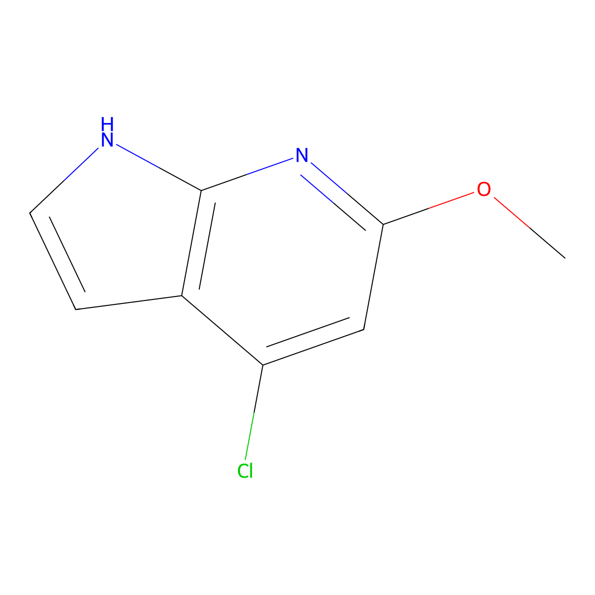 4-chloro-6-methoxy-1H-pyrrolo[2,3-b]pyridine molecular structure, CAS 1190321-58-4
