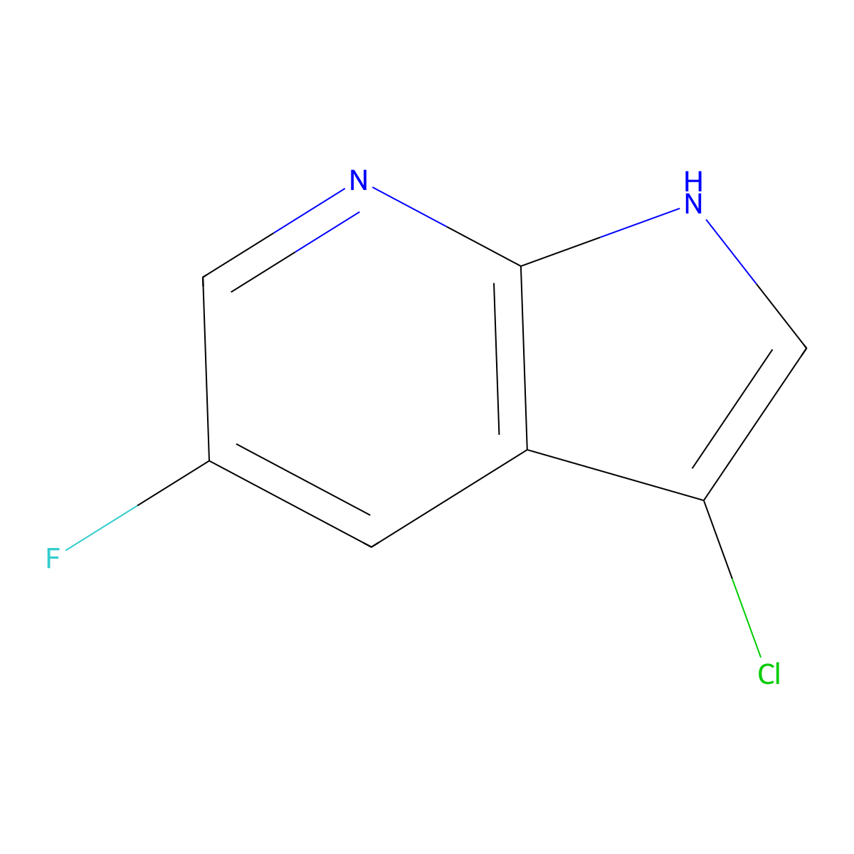 3-chloro-5-fluoro-1H-pyrrolo[2,3-b]pyridine molecular structure, CAS 1190321-60-8