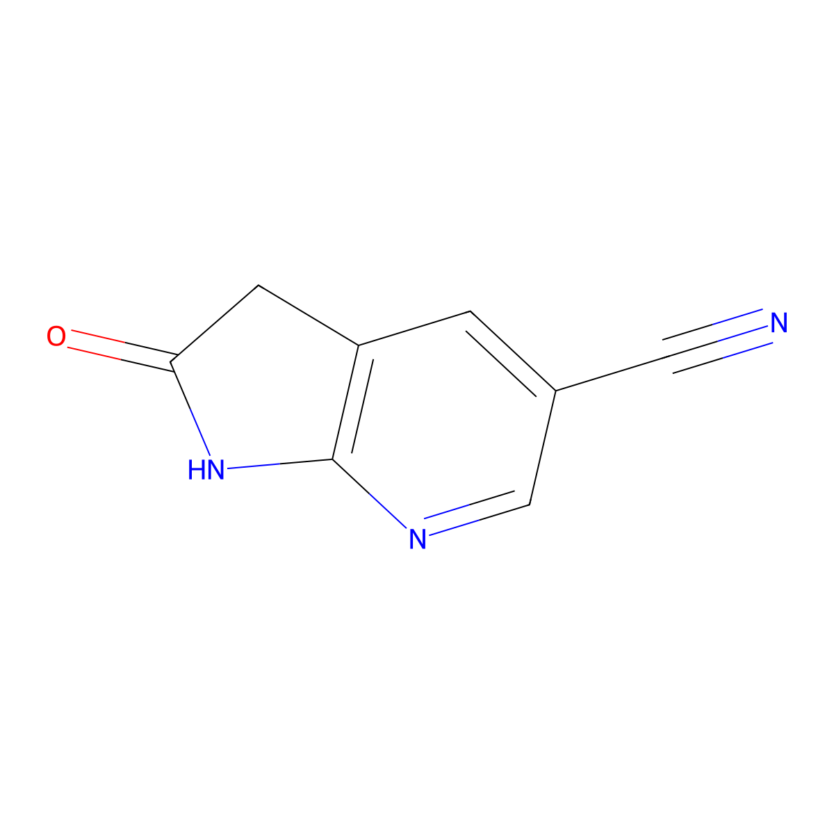 2-Oxo-2,3-dihydro-1H-pyrrolo[2,3-b]pyridine-5-carbonitrile molecular structure, CAS 1190321-76-6