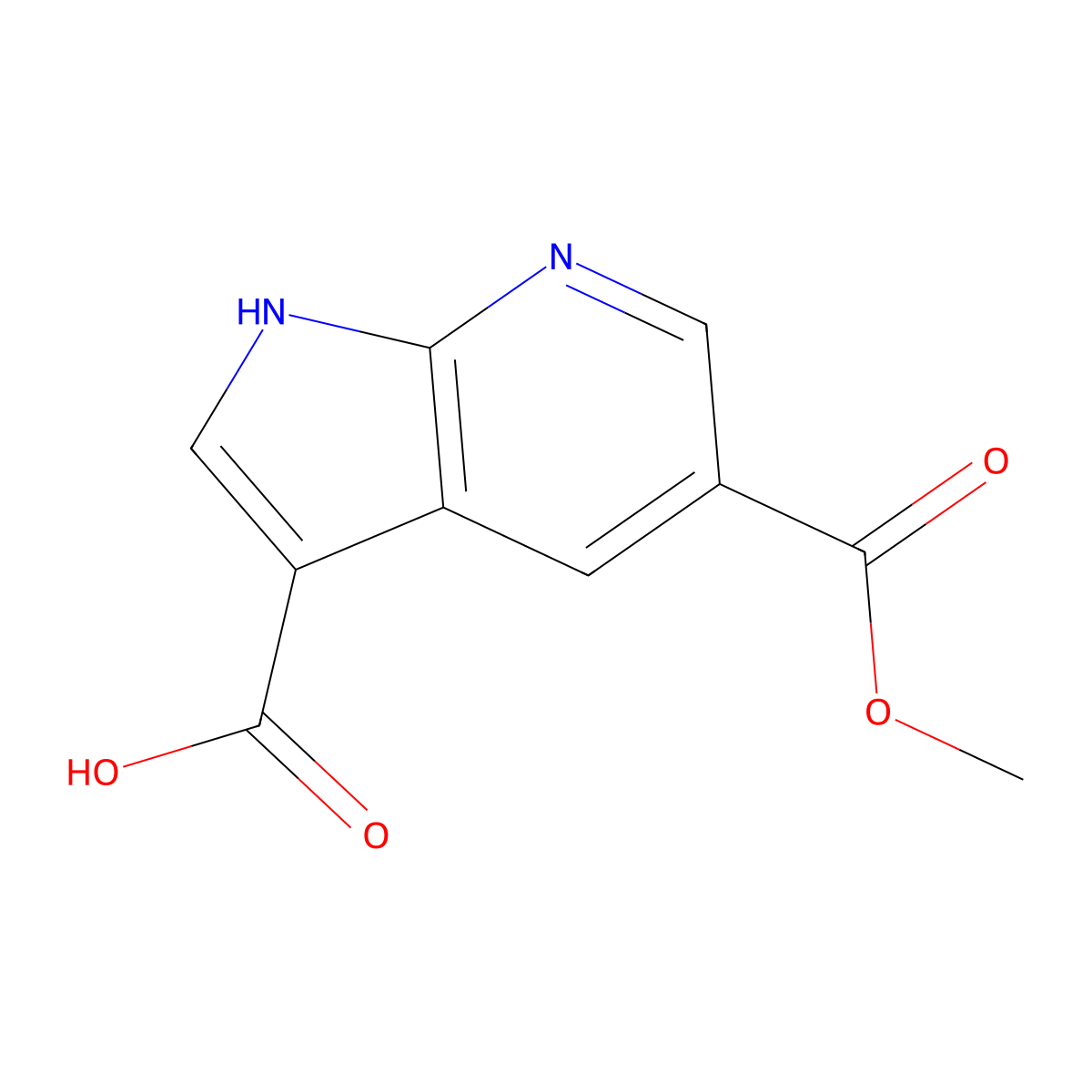 5-(Methoxycarbonyl)-1H-pyrrolo[2,3-b]pyridine-3-carboxylic acid molecular structure, CAS 1190321-80-2