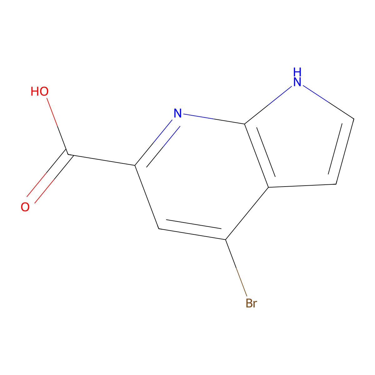 4-bromo-1H-pyrrolo[2,3-b]pyridine-6-carboxylic acid molecular structure, CAS 1190321-81-3