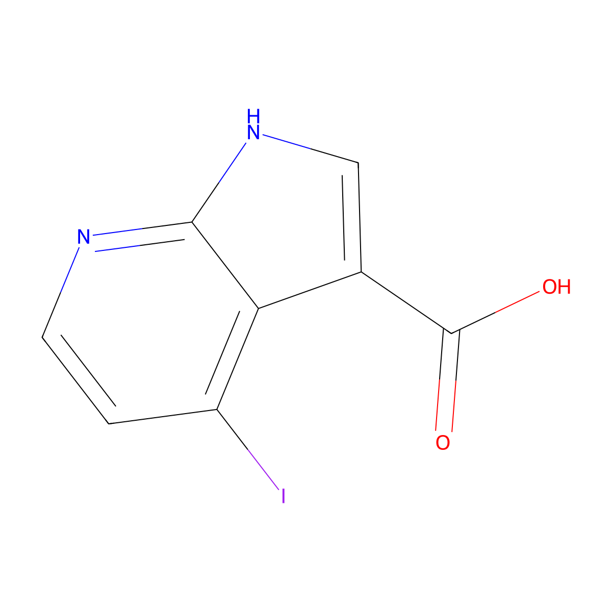 4-iodo-1H-pyrrolo[2,3-b]pyridine-3-carboxylic acid molecular structure, CAS 1190321-83-5