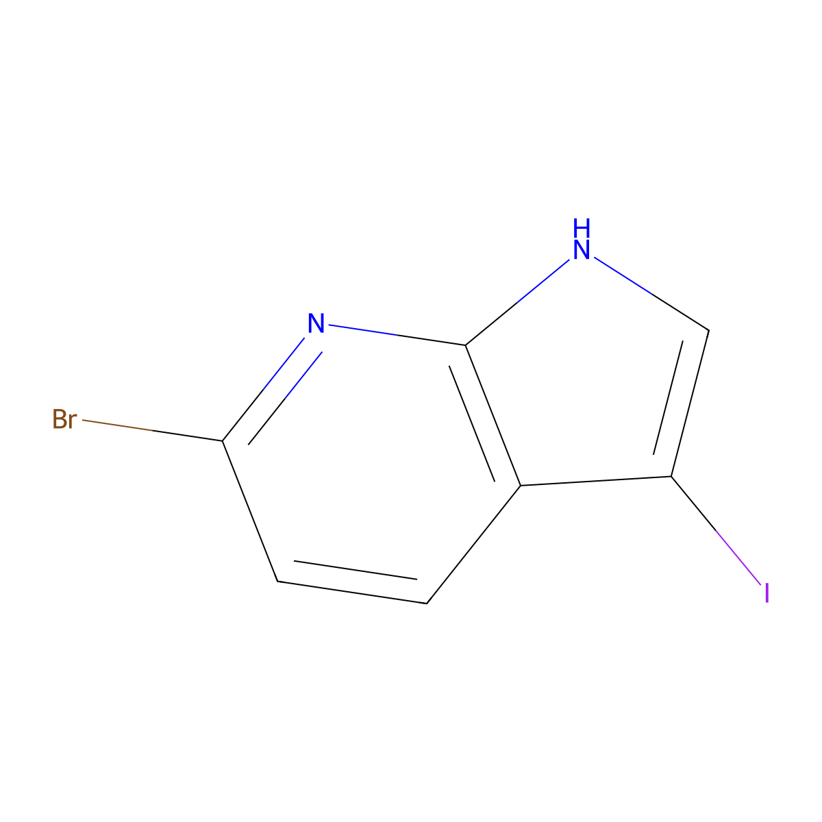 6-bromo-3-iodo-1H-pyrrolo[2,3-b]pyridine molecular structure, CAS 1190321-85-7