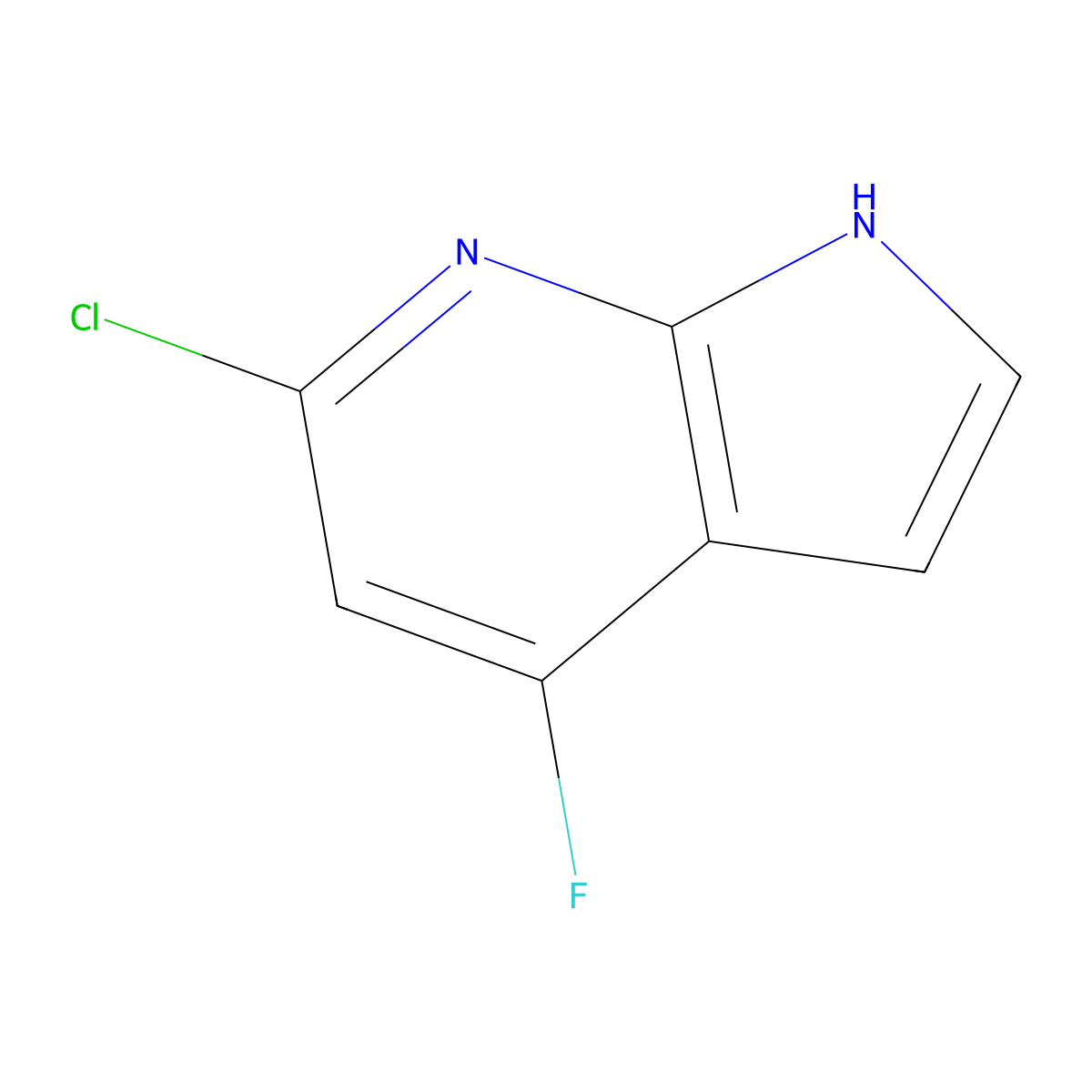 6-chloro-4-fluoro-1H-pyrrolo[2,3-b]pyridine molecular structure, CAS 1190321-92-6