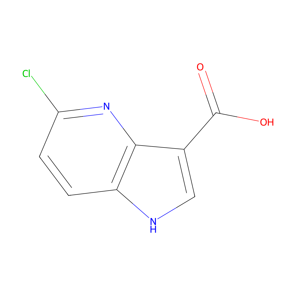 5-chloro-1H-pyrrolo[3,2-b]pyridine-3-carboxylic acid molecular structure, CAS 1190321-93-7