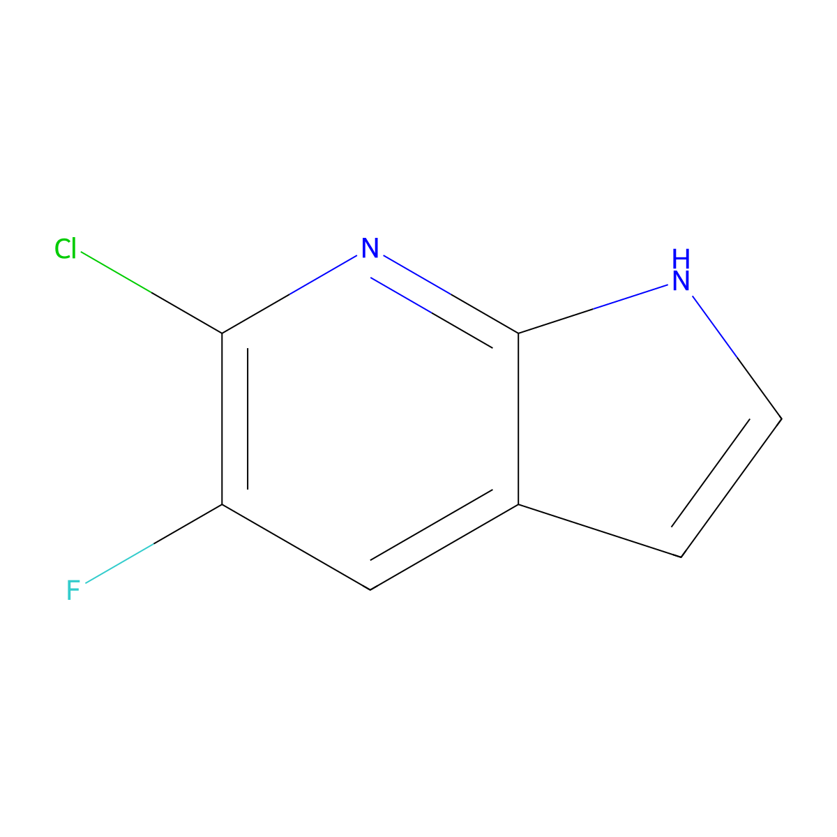 6-chloro-5-fluoro-1H-pyrrolo[2,3-b]pyridine molecular structure, CAS 1190321-96-0