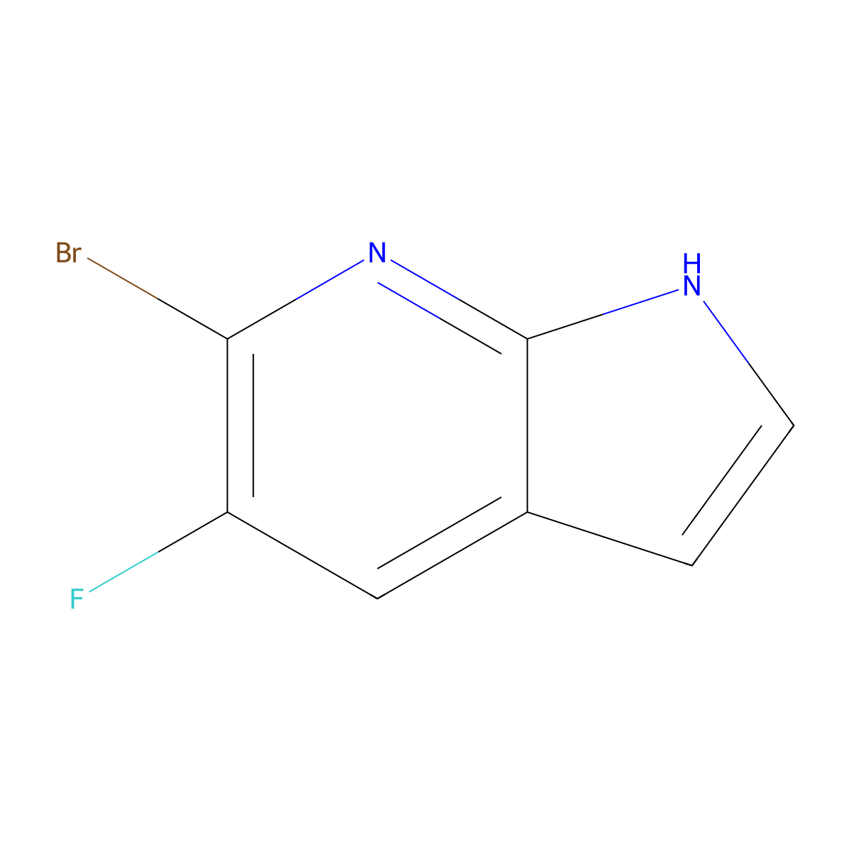 6-bromo-5-fluoro-1H-pyrrolo[2,3-b]pyridine molecular structure, CAS 1190321-99-3