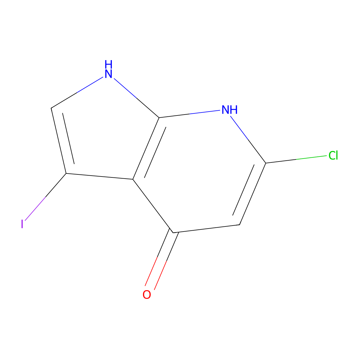 6-Chloro-3-iodo-1H-pyrrolo[2,3-b]pyridin-4-ol molecular structure, CAS 1190322-11-2