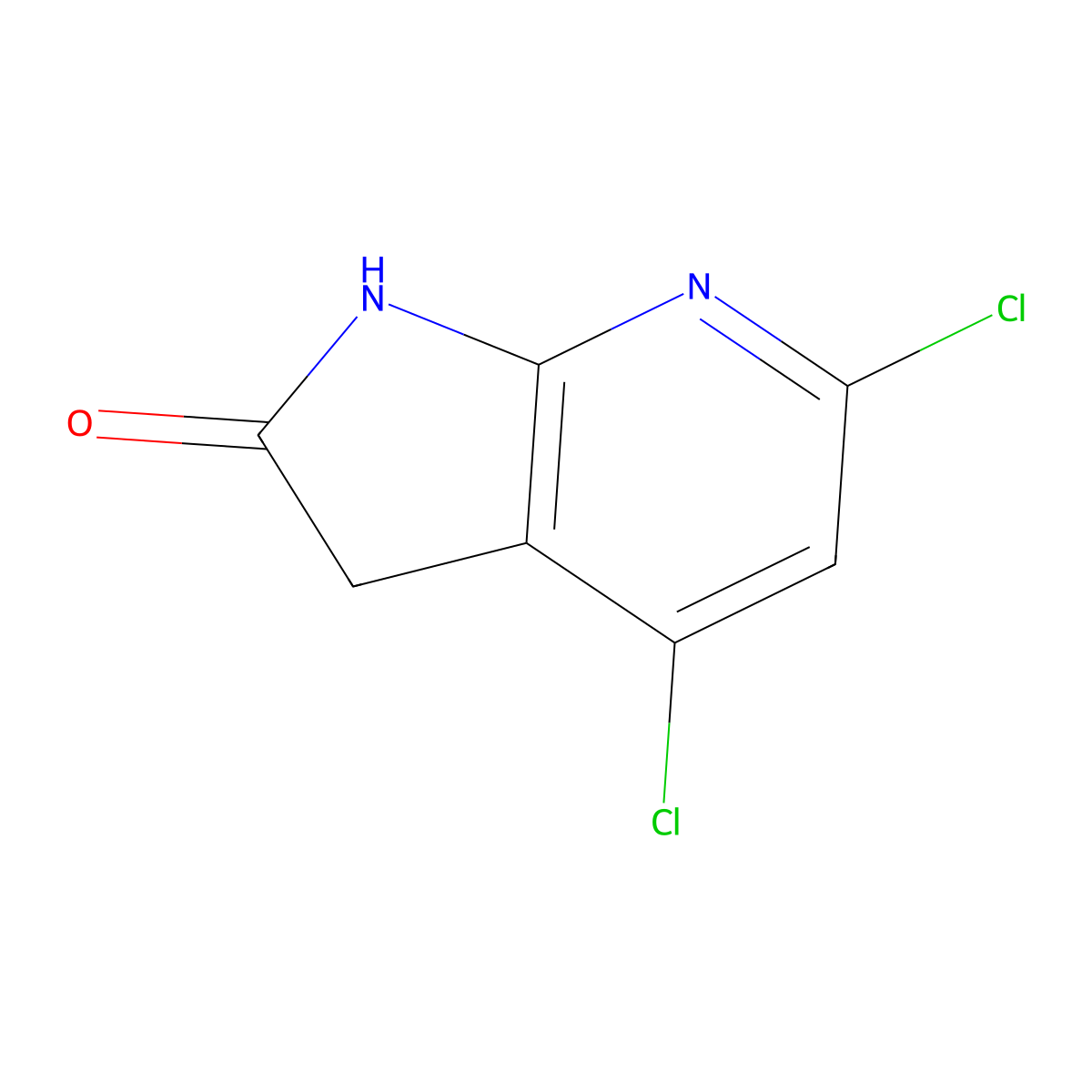 4,6-Dichloro-1H-pyrrolo[2,3-b]pyridin-2(3H)-one molecular structure, CAS 1190322-13-4
