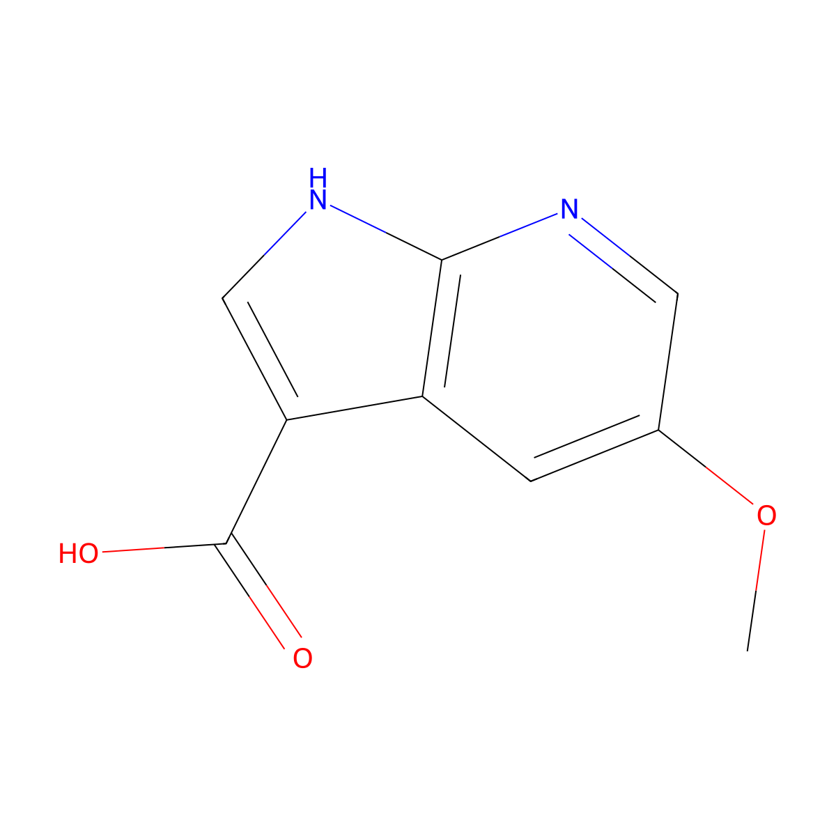 5-methoxy-1H-pyrrolo[2,3-b]pyridine-3-carboxylic acid molecular structure, CAS 1190322-23-6