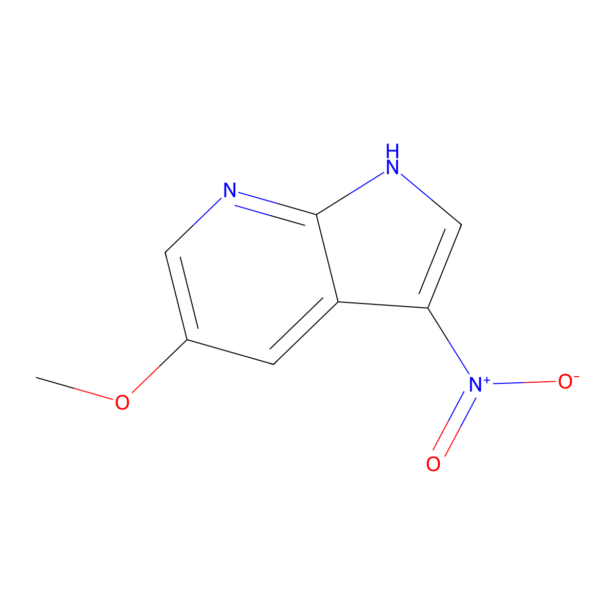 5-methoxy-3-nitro-1H-pyrrolo[2,3-b]pyridine molecular structure, CAS 1190322-31-6