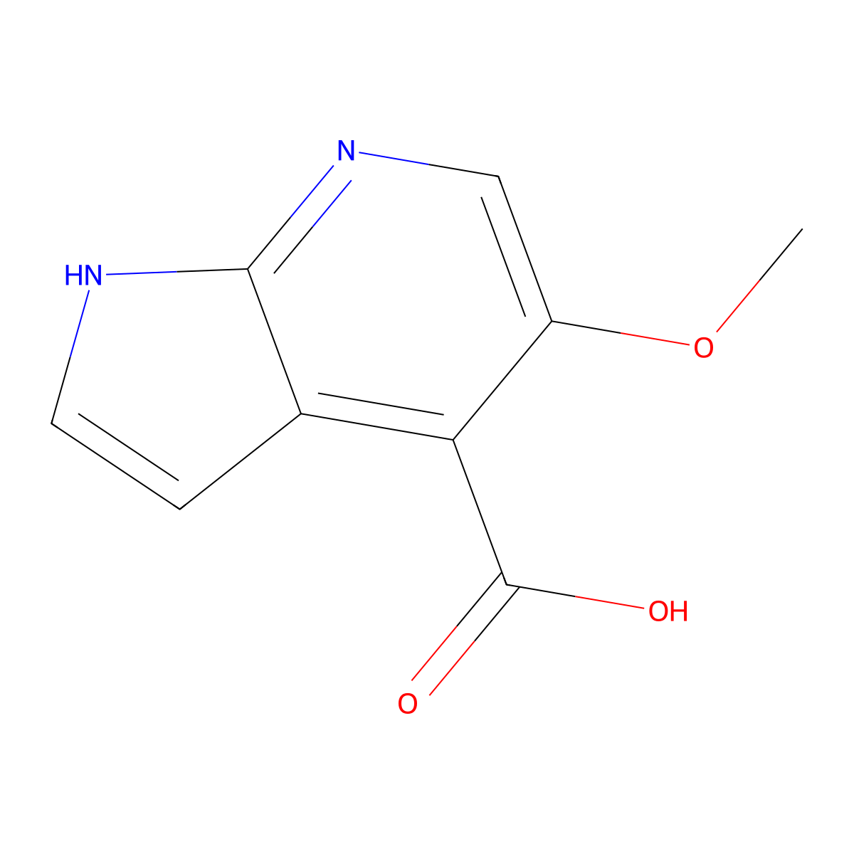 5-methoxy-1H-pyrrolo[2,3-b]pyridine-4-carboxylic acid molecular structure, CAS 1190322-32-7