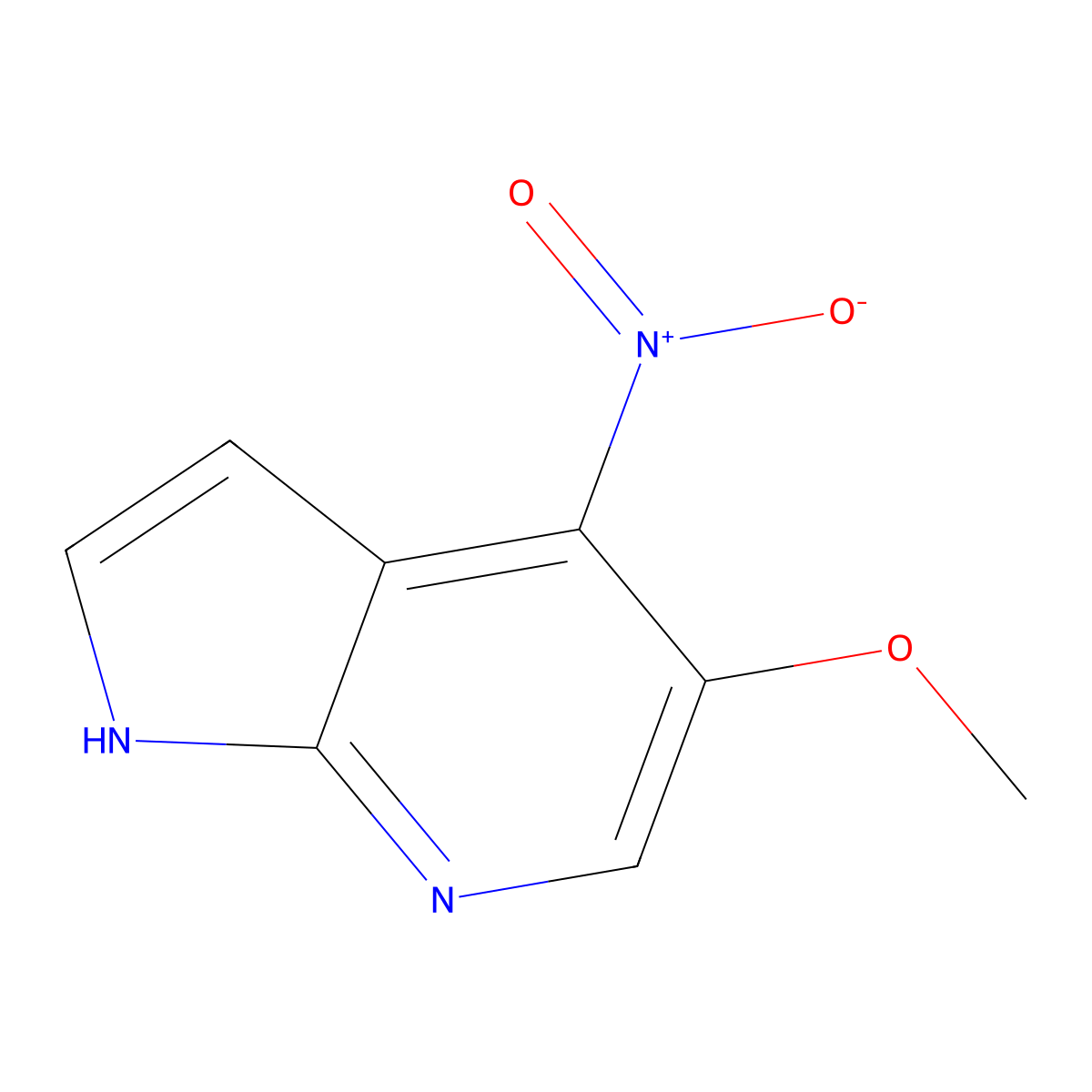 5-methoxy-4-nitro-1H-pyrrolo[2,3-b]pyridine molecular structure, CAS 1190322-39-4
