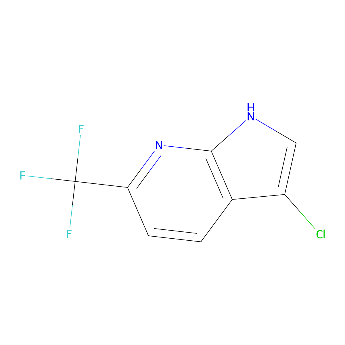 3-chloro-6-(trifluoromethyl)-1H-pyrrolo[2,3-b]pyridine molecular structure, CAS 1190322-43-0