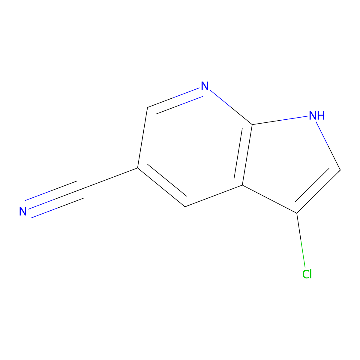 3-chloro-1H-pyrrolo[2,3-b]pyridine-5-carbonitrile molecular structure, CAS 1190322-46-3