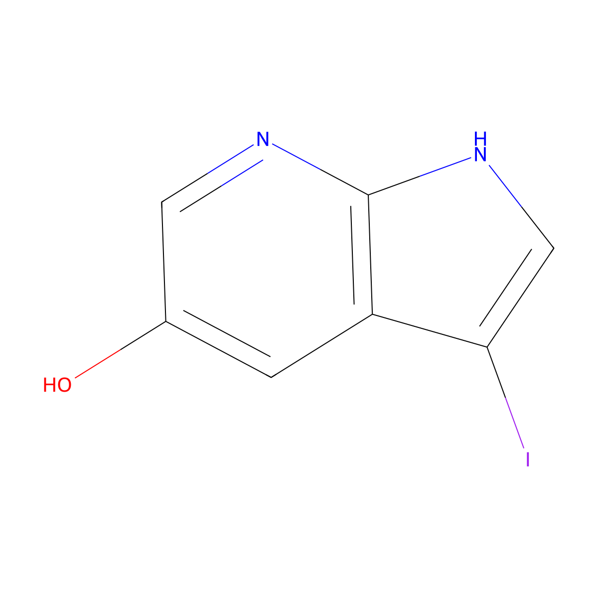 3-iodo-1H-pyrrolo[2,3-b]pyridin-5-ol molecular structure, CAS 1190322-48-5