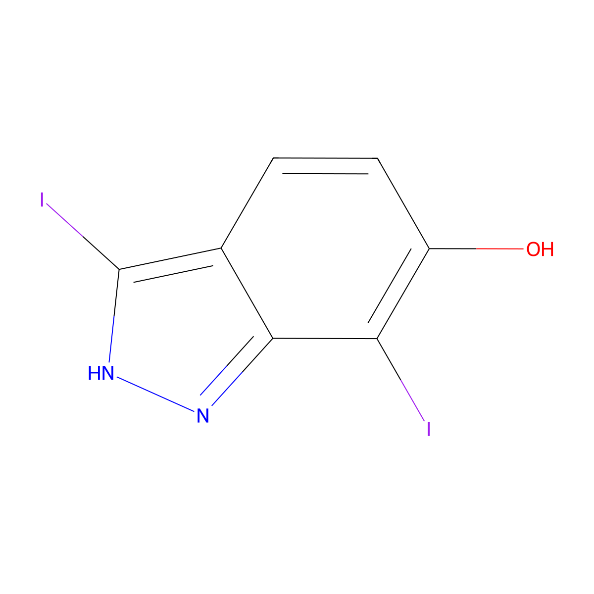 3,7-Diiodo-6-hydroxy indazole molecular structure, CAS 1190322-50-9