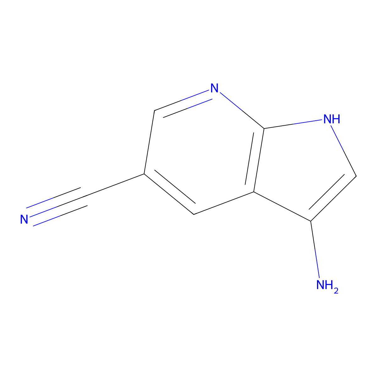 3-amino-1H-pyrrolo[2,3-b]pyridine-5-carbonitrile molecular structure, CAS 1190322-57-6