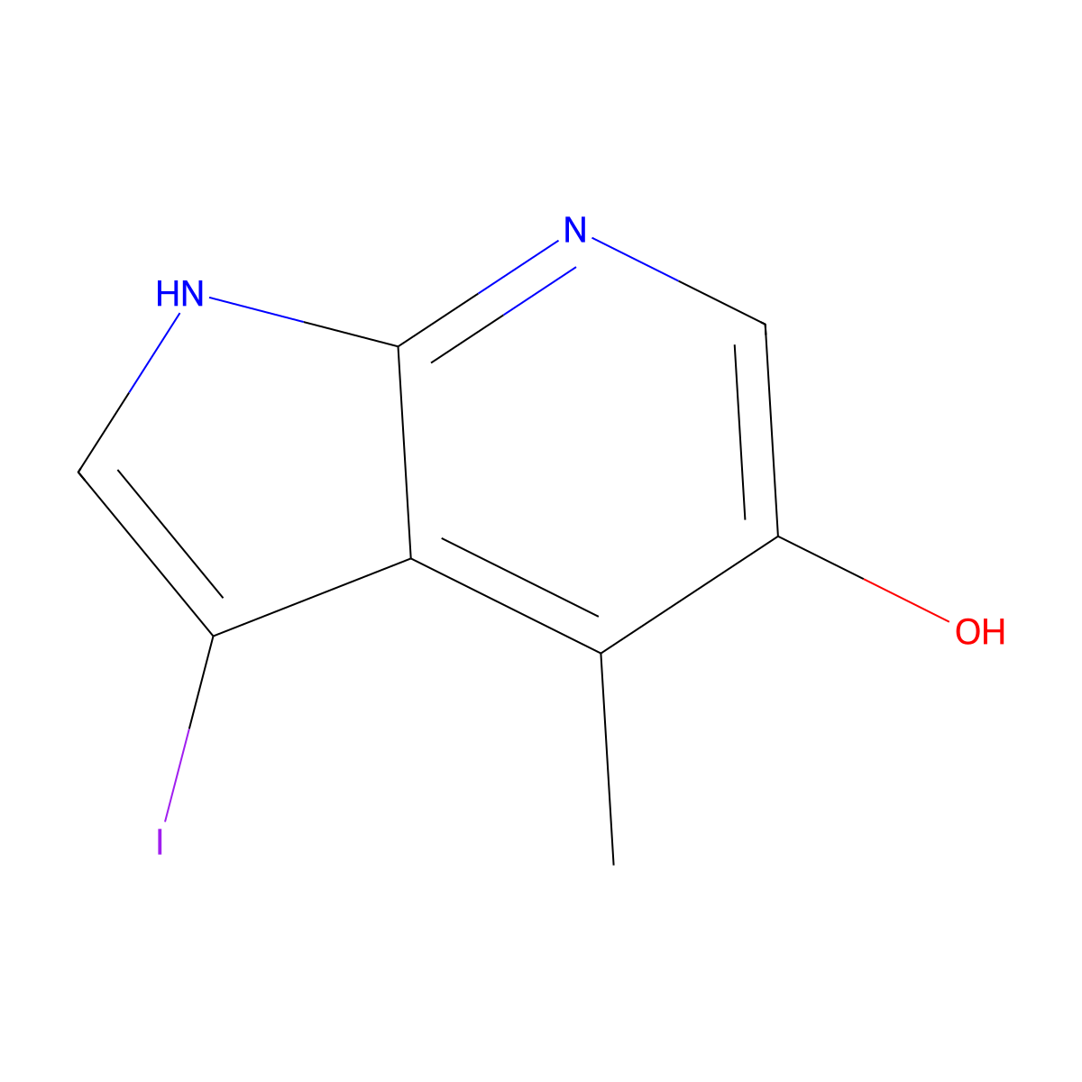 3-iodo-4-methyl-1H-pyrrolo[2,3-b]pyridin-5-ol molecular structure, CAS 1190322-67-8