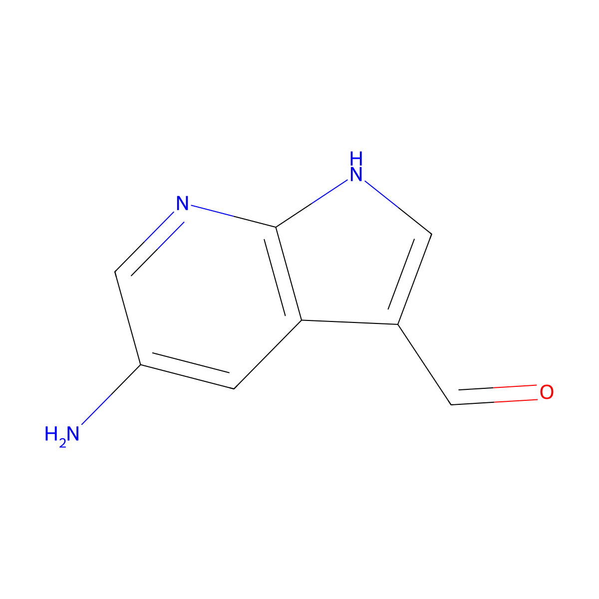5-amino-1H-pyrrolo[2,3-b]pyridine-3-carbaldehyde molecular structure, CAS 1190322-68-9