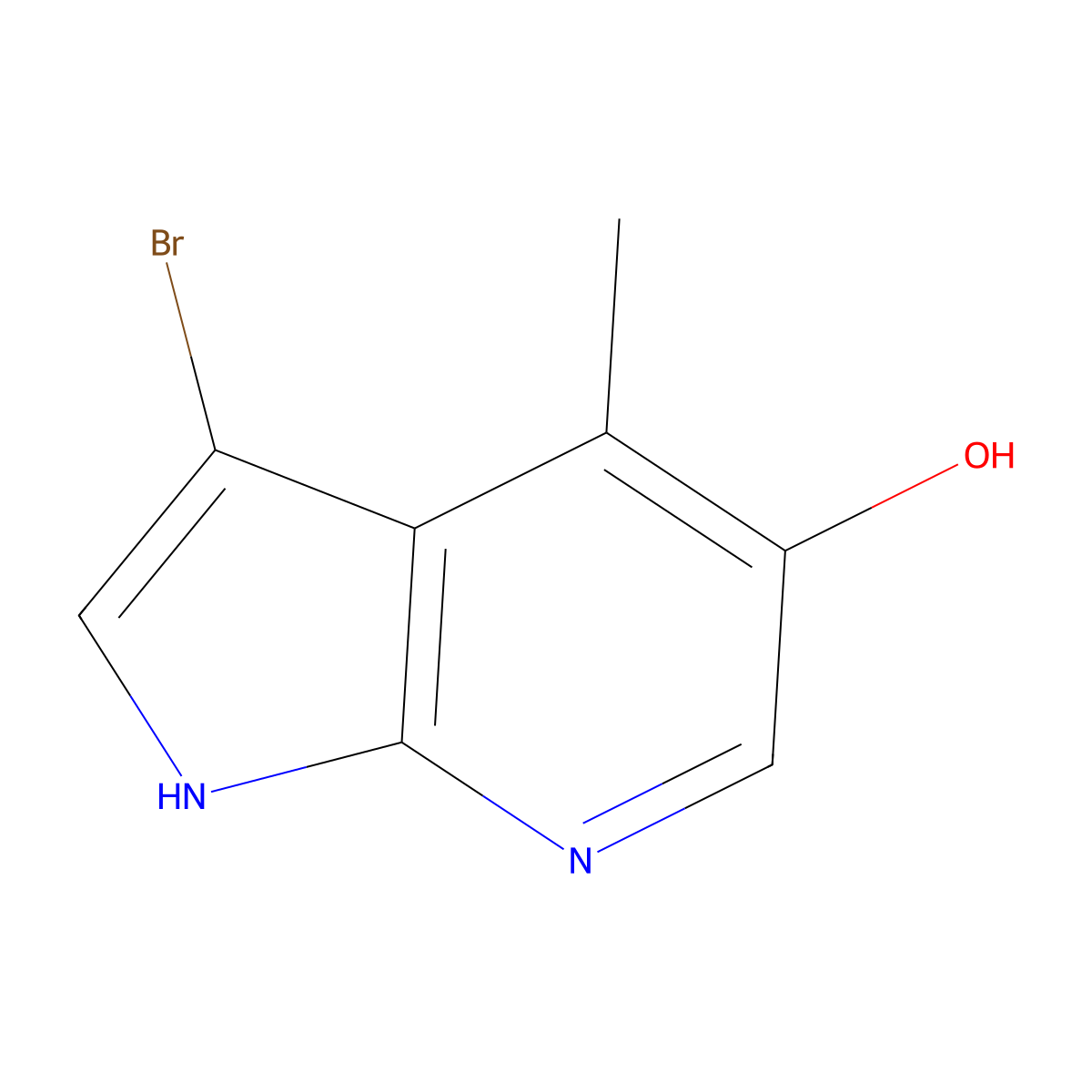 3-bromo-4-methyl-1H-pyrrolo[2,3-b]pyridin-5-ol molecular structure, CAS 1190322-71-4