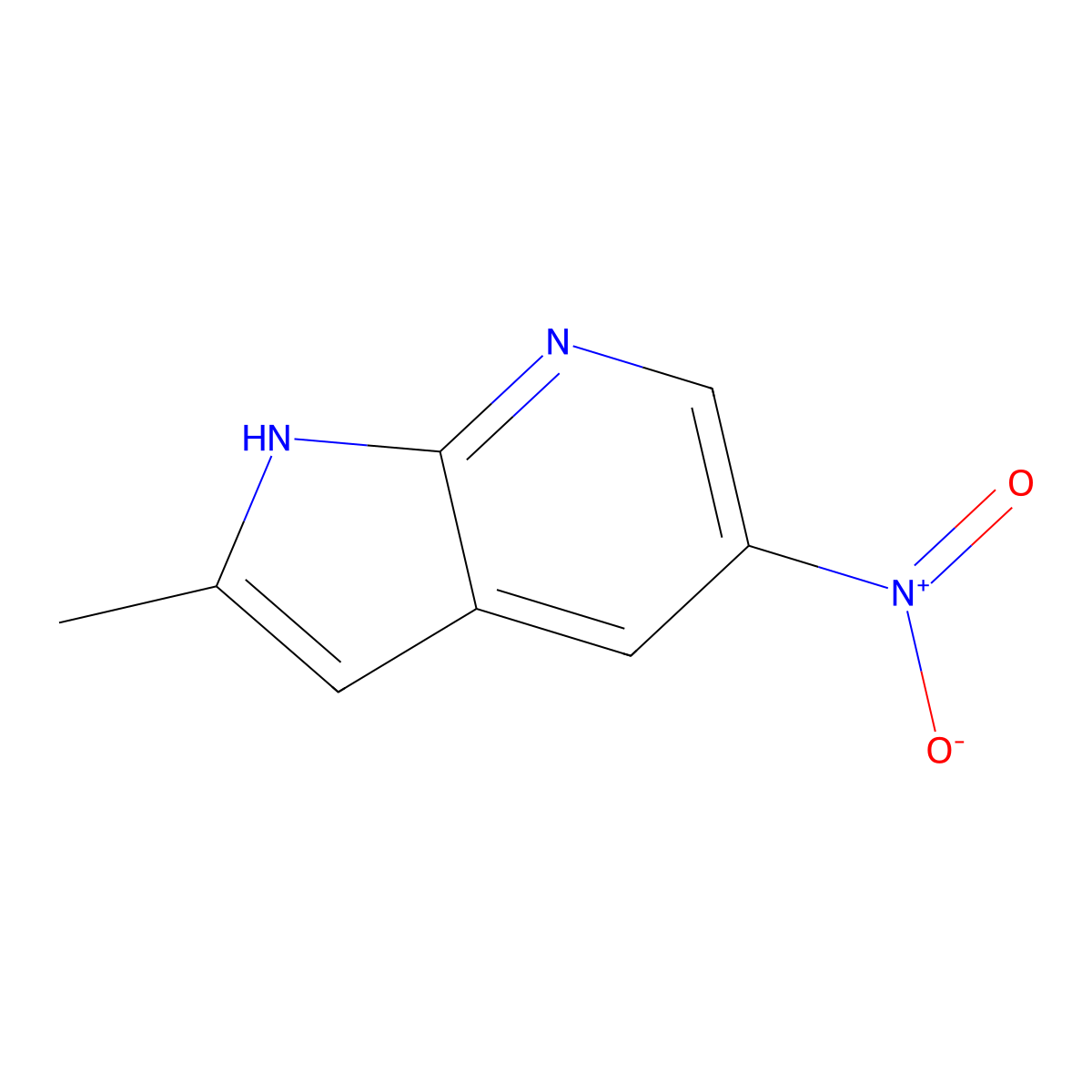 2-Methyl-5-nitro-1H-pyrrolo[2,3-b]pyridine molecular structure, CAS 1190322-73-6