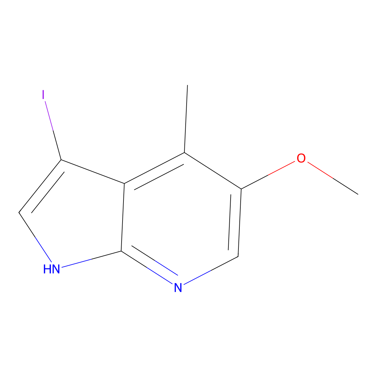 3-iodo-5-methoxy-4-methyl-1H-pyrrolo[2,3-b]pyridine molecular structure, CAS 1190322-76-9