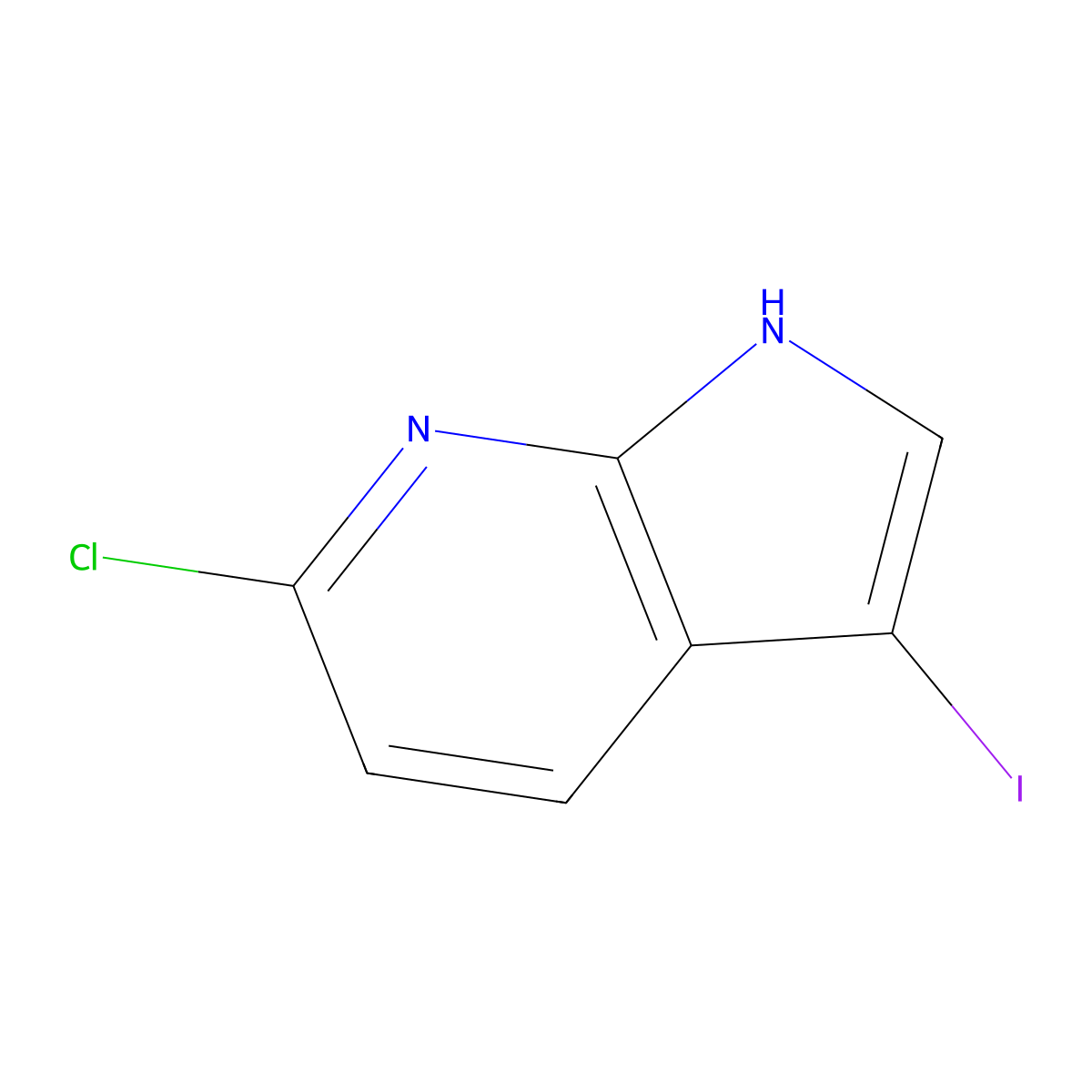 6-Chloro-3-iodo-1H-pyrrolo[2,3-b]pyridine molecular structure, CAS 1190322-78-1