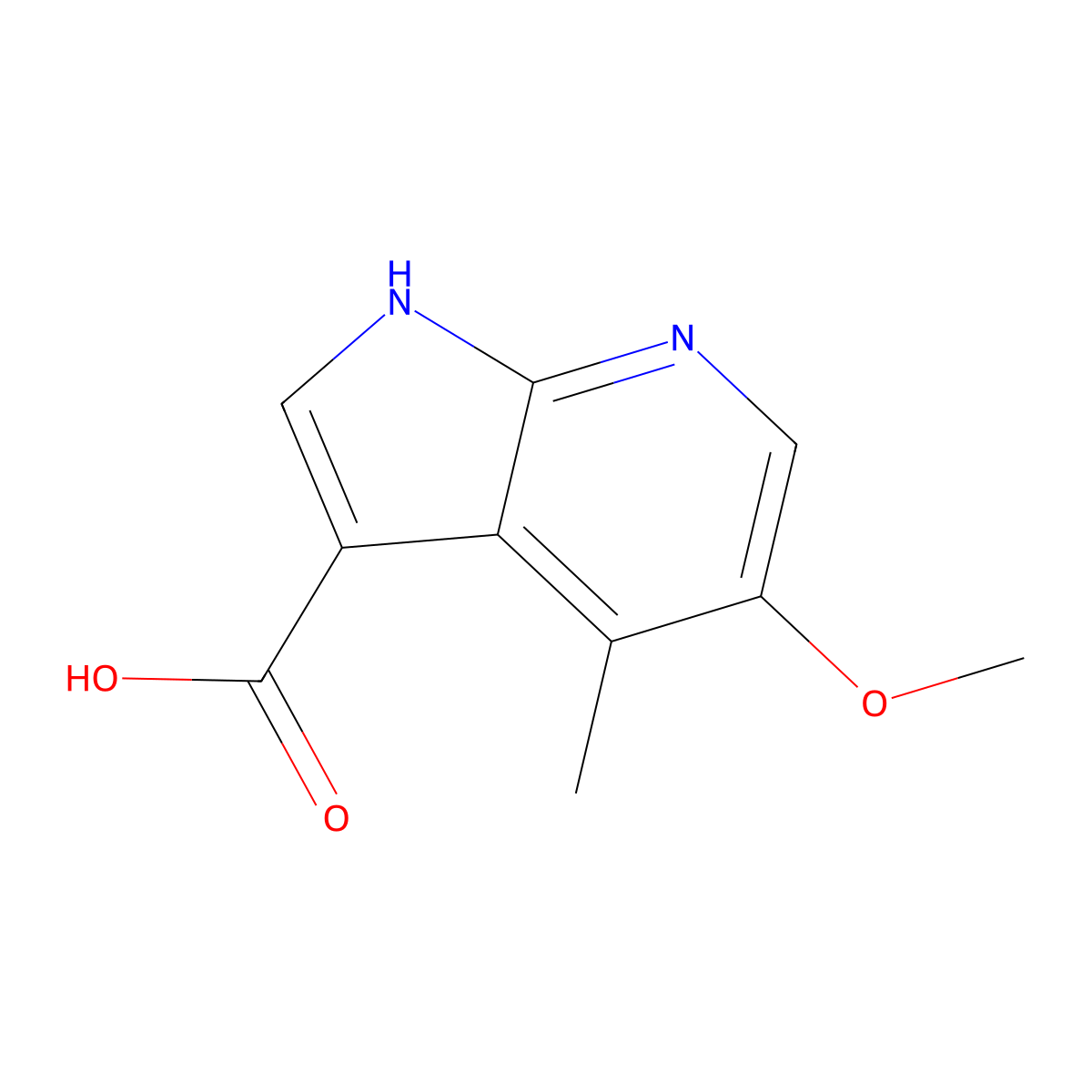 5-methoxy-4-methyl-1H-pyrrolo[2,3-b]pyridine-3-carboxylic acid molecular structure, CAS 1190322-79-2